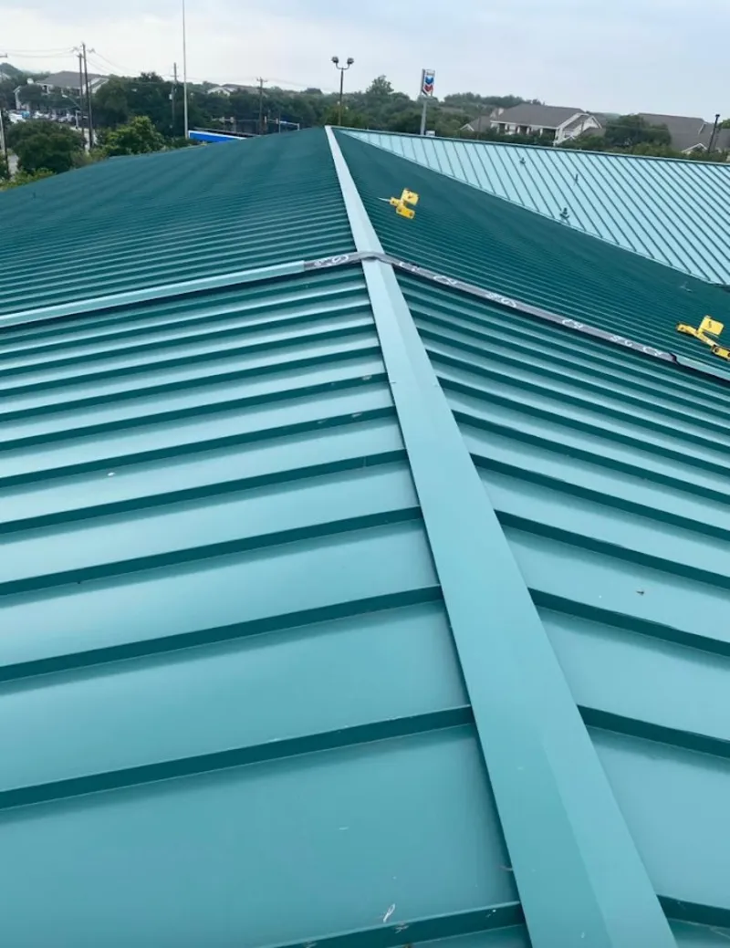 Green commercial metal roof ridge and valley for Metal Roof Repair in Waller